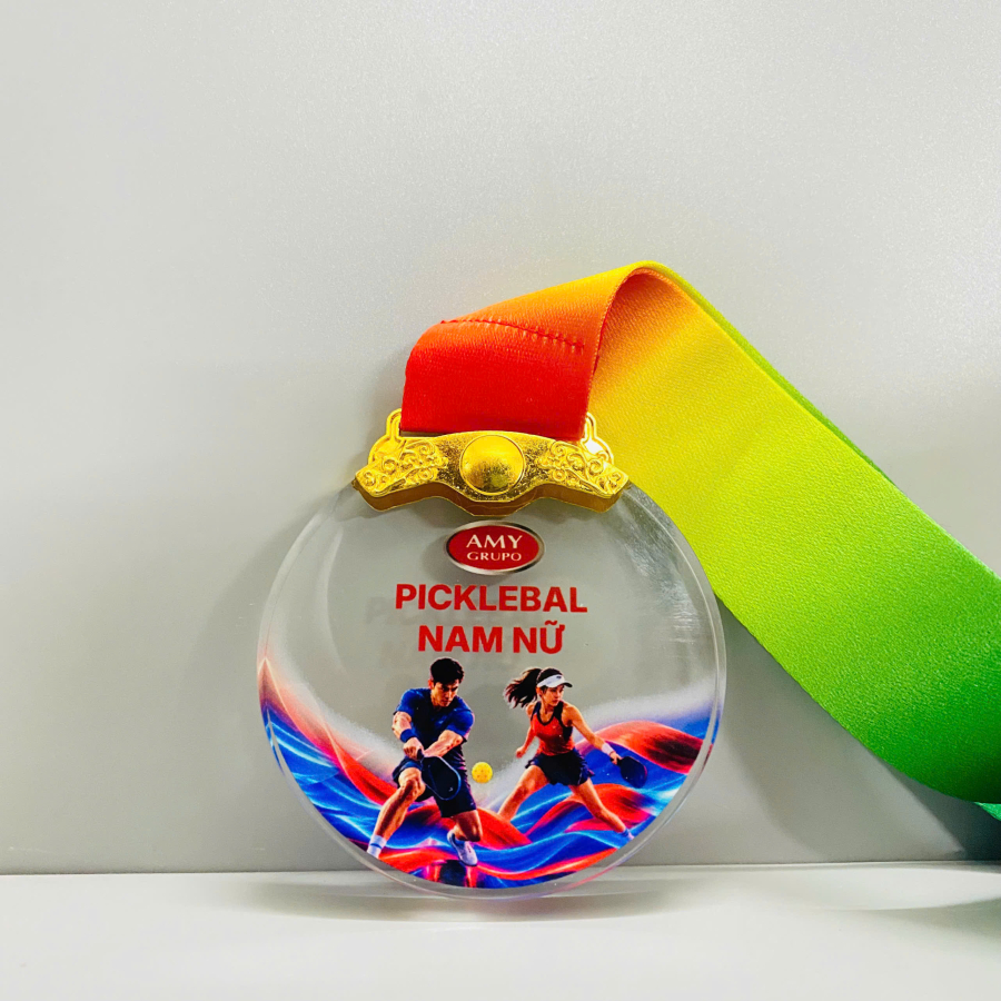 Huy chương pha lê pickleball thể thao