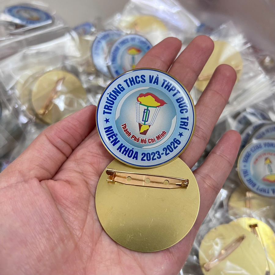 Huy hiệu cài áo - logo cài áo - huy hiệu kim loại in phủ keo trường học
