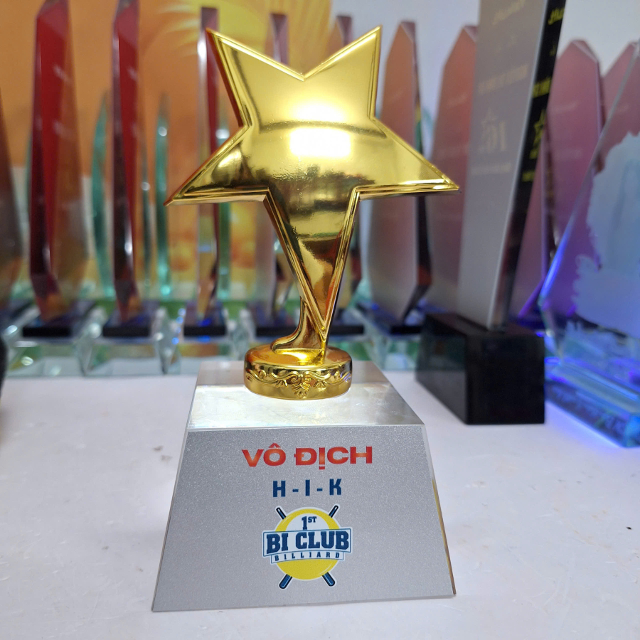 Kỷ niệm chương đế pha lê phối ngôi sao kim loại