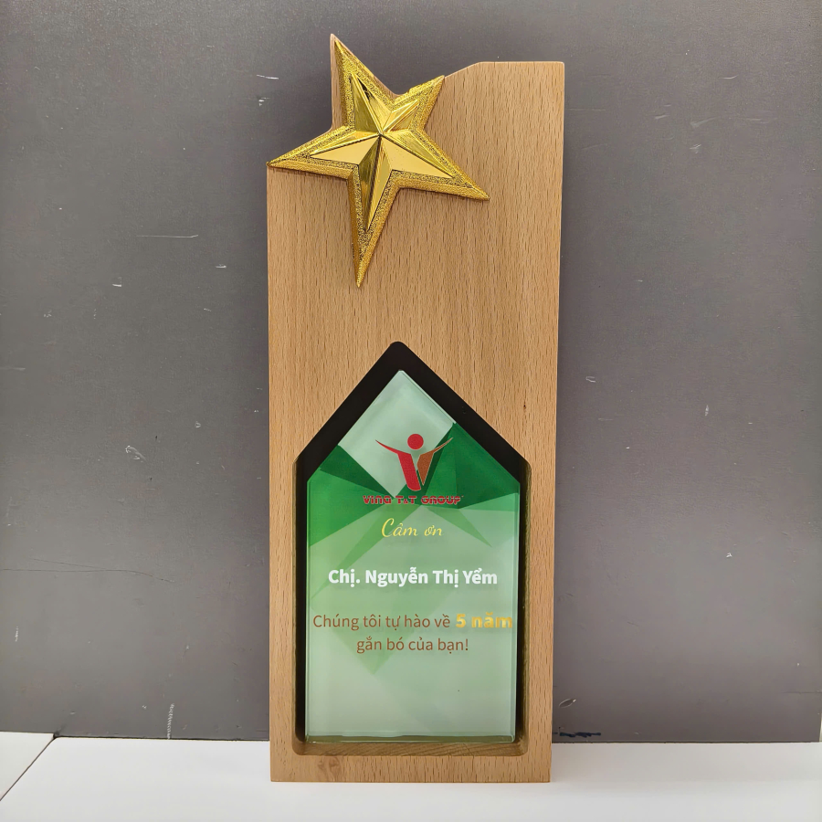 Kỷ niệm chương gỗ ngôi sao cao cấp
