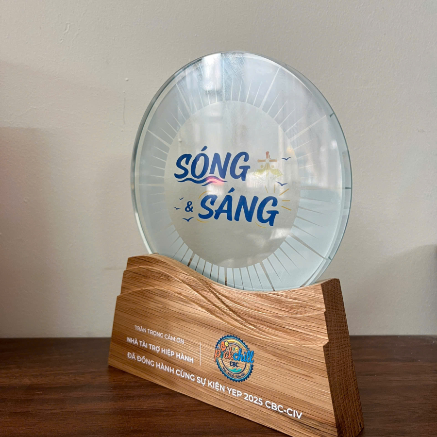 Kỷ niệm chương gổ pha lê