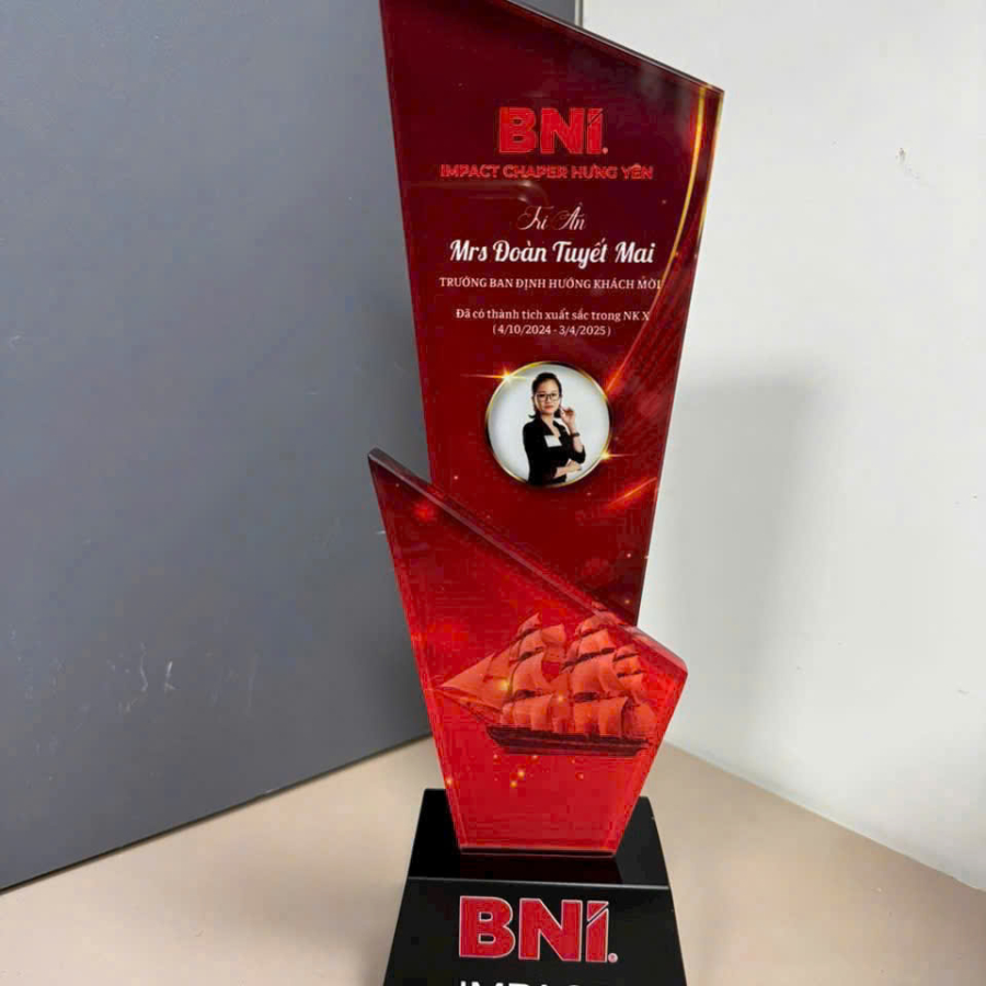 Kỷ niệm chương pha lê  thủy tinh 2 lớp BNI 