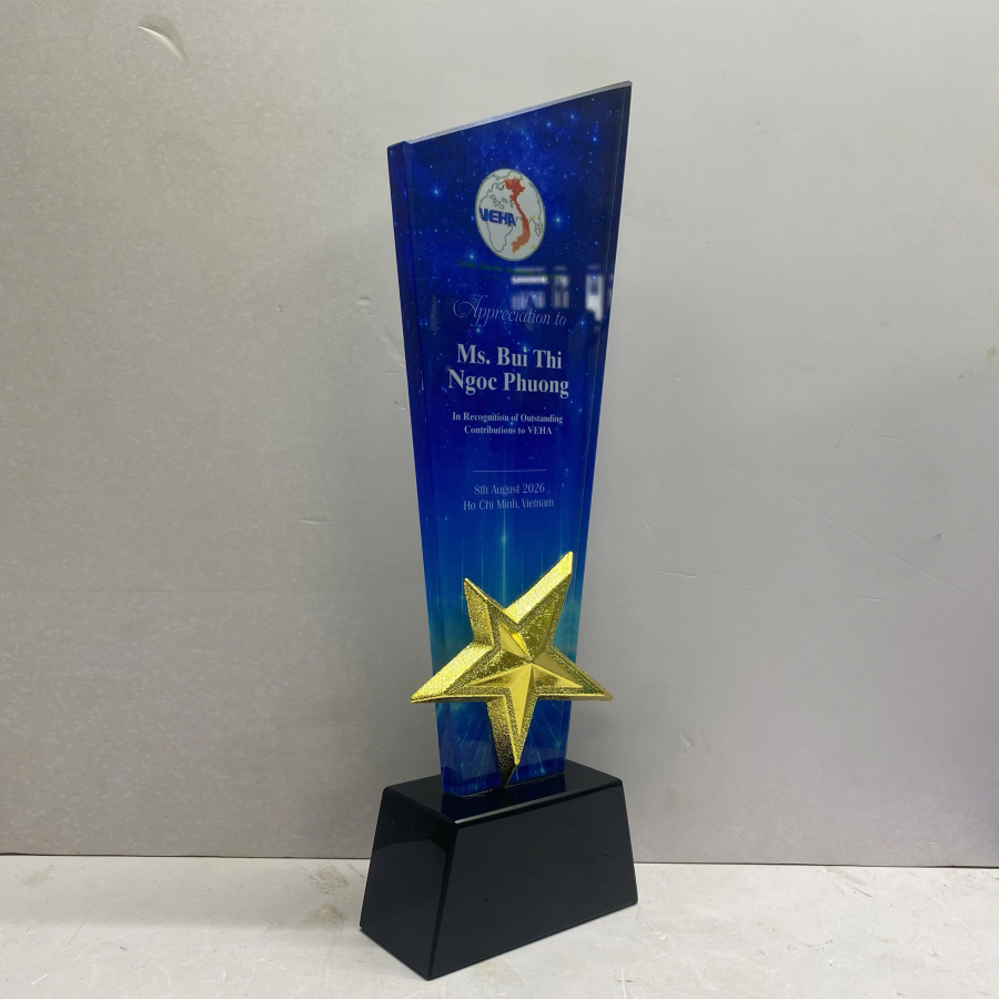 Kỷ niệm chương pha lê vinh danh nhân viên đẹp