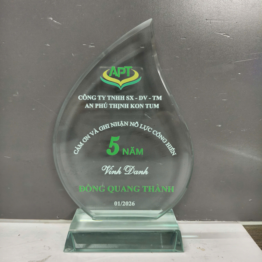 Kỷ niệm chương thủy tinh chiếc lá giá tốt 