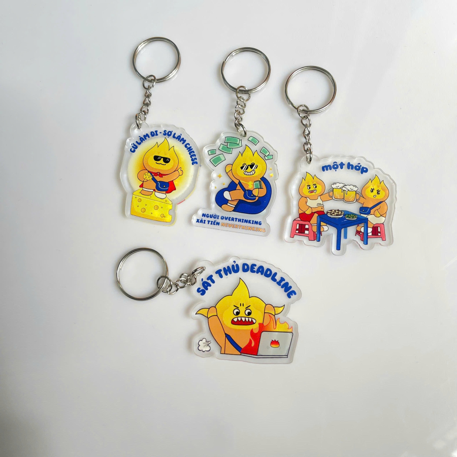 Móc khóa - móc khóa nhựa in phủ keo dễ thương