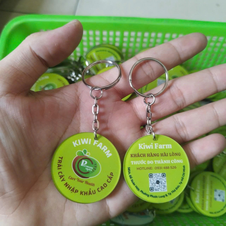 Móc khóa - móc khóa nhựa in phủ keo trái cây