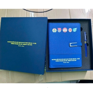 COMBO QUÀ TẶNG SỔ TAY, BÚT -  KHẮC CHỮ ĐẠI HỘI ĐẠI BIỂU