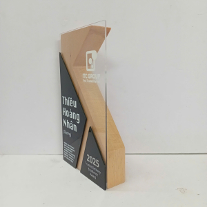 Cup vinh danh gỗ kết hợp mê ca sang trong giá tốt 