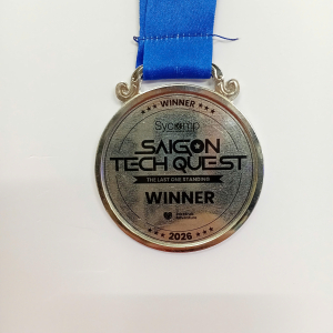 HC SAIGON TECH QUEST - Huy chương Kim Loại In decal giá rẻ đẹp
