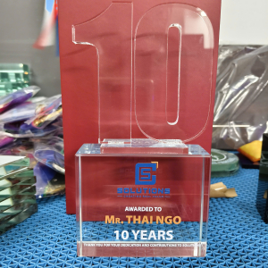 Kỷ niệm chương đế pha lê phối thân mica cắt số 10