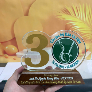 Kỷ niệm chương gỗ phối mica kỷ niệm 30 năm
