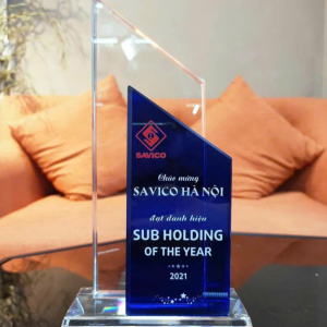 Kỷ niệm chương pha lê 2 lớp đẹp chúc mừng SAVICO Ha nội