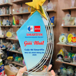 Kỷ niệm chương pha lê  thủy tinh 2 lớp  đẹp cuộc thi SMARFIN